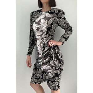 Vintage black and white print dress